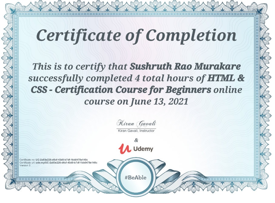 HTML & CSS Certification